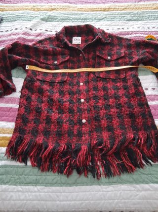 Chaqueta Zara Cuadros Roja y Negra Talla S