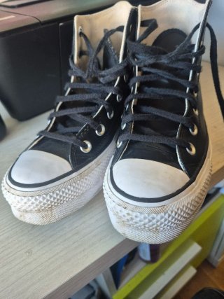 Converse All Star Cuero Plataforma Negras
