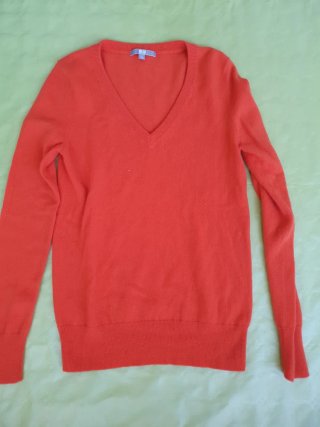 Jersey de Cachemira Uniqlo Naranja Rojo Cuello V
