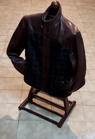 Chaqueta de Piel y Lana Marrón y Negra