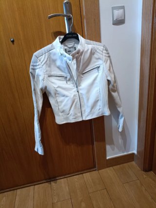 Chaqueta de cuero blanca F&B Talla S