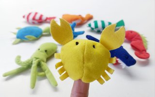 Pack 10 Marionetas Dedo Animales Marinos Tela