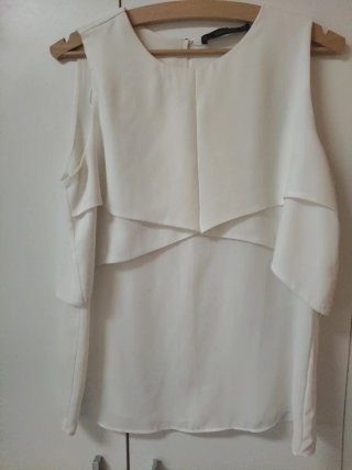 Blusa Zara Blanca Sin Mangas