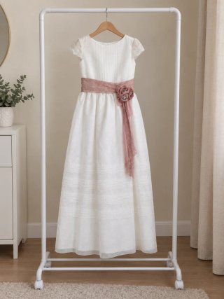 Vestido de comunión blanco con fajín talla 110