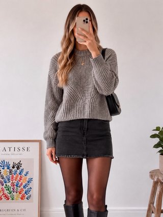 Jersey corto de punto grueso gris Primark S
