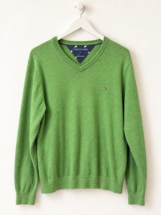 Jersey Tommy Hilfiger verde algodón cachemir L