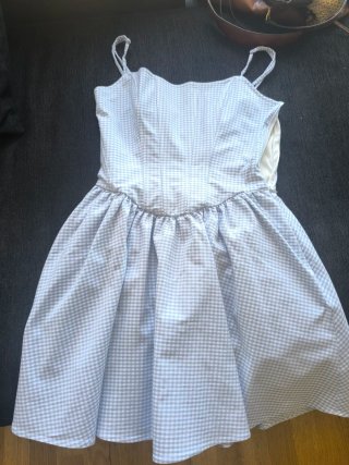 Vestido mini corsé cuadros Vichy azul