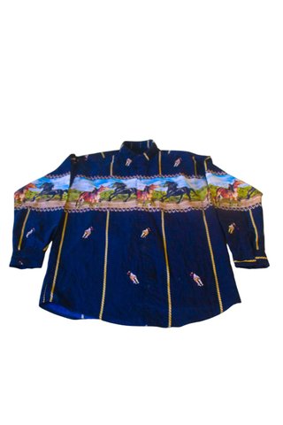 Camisa Vaquera con Estampado de Caballos