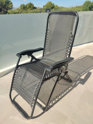 Silla de Playa Plegable Negra/Azul