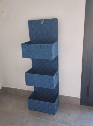 Estante Colgante con 3 Cestas Azul
