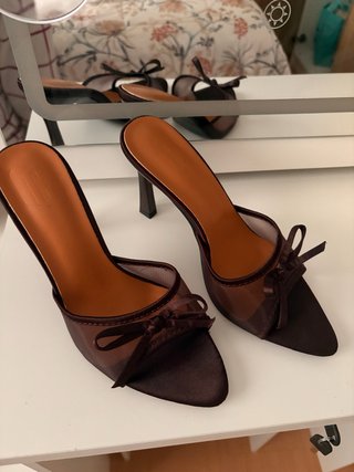 Zapatos Mule con Tacón Estilete Marrones