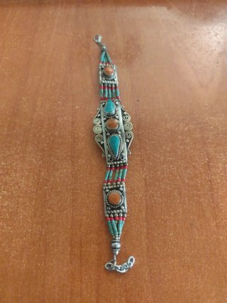 Pulsera Artesanal con Piedras .de plata