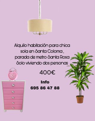 Se alquila habitación para chica sola