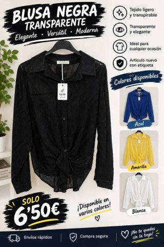 Blusa Transparente con Nudo
