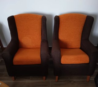 Set de 2 Butacones Naranja y Marrón