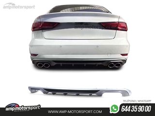 DIFUSOR TRASERO DOBLE PARA AUDI A3 8V SEDAN 2016-2019