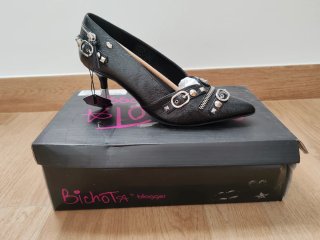 Tacones Negros Bichota Talla 39