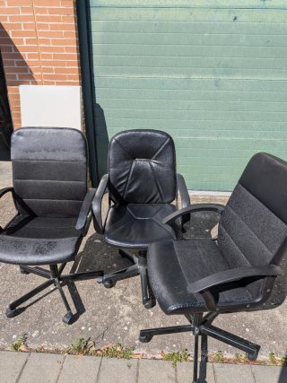 Set de 3 sillas de escritorio negras