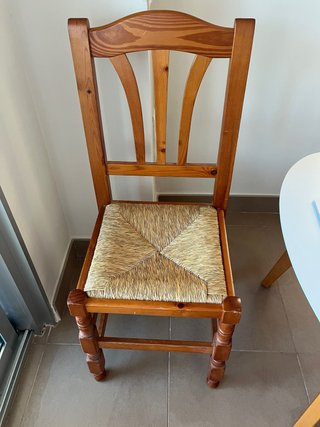 Silla de madera y enea/bova (4 unidades)