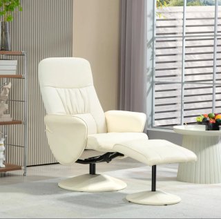 Sillón con Reposapiés piel Beige
