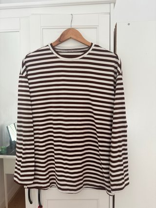 Jersey de rayas Zara marrón y blanco