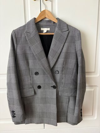 Blazer de cuadros gris H&M