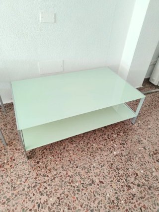 Mesa de Centro de Cristal y Metal