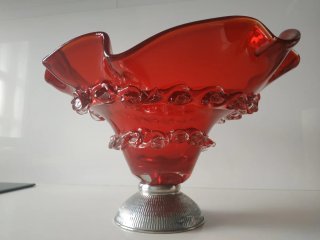 Centro de mesa de cristal rojo