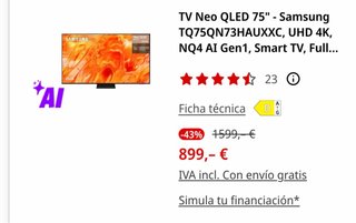 TV Samsung Neo QLED 75 pulgadas