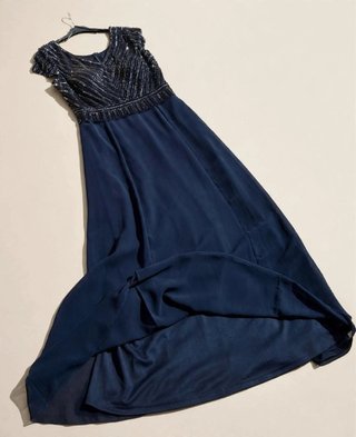 Vestido de fiesta largo azul marino talla L (44/46