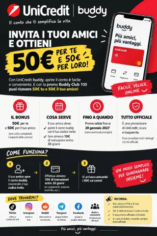 Codice Invito UniCredit Buddy x info scrivimiGRATS