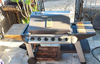 Barbacoa de gas y también a  carbon Outback Diamon