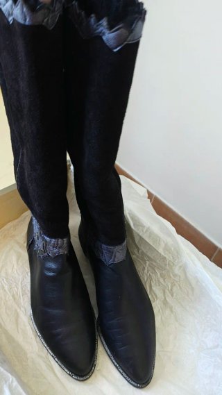 Stivali alti vintage Gian Aldo in pelle e camoscio