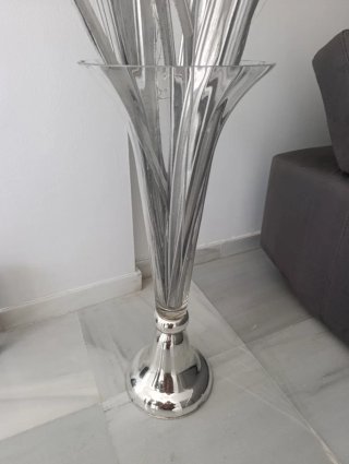 Jarrón de Cristal Plateado