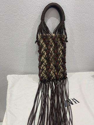 Bolso Zara Marrón con Piedras y Flecos