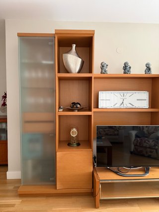 Mueble de TV con Estantería y Vitrina