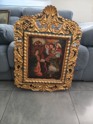 Cuadro Religioso con Marco Dorado Tallado