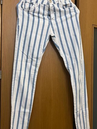 Pantalón Vaquero Rayas Blanco y Azul