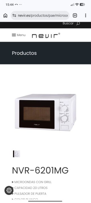 Microondas Nevir NVR-6201MG con Grill