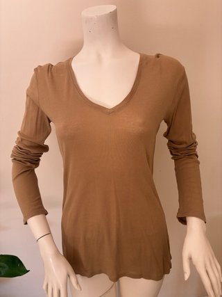 Camiseta de Algodón con Cuello de Pico Gap