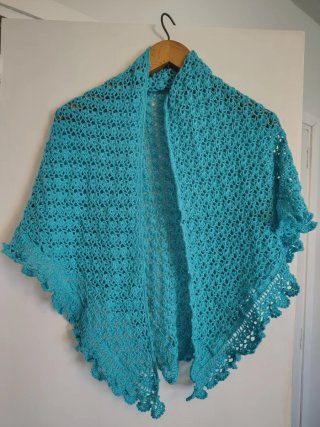 Chal de Ganchillo Artesanal Azul Turquesa