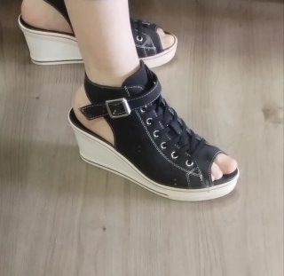 Zapatos de tacón cuña negros talla 38