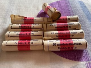 9 Cartuchos de 50 Monedas de 1 Peseta (1975)
