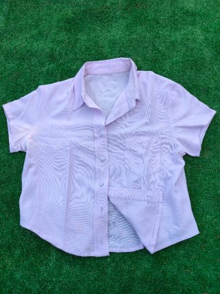 Top mujer M lila Pastel Manga Corta