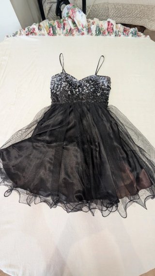 509 Vestido de fiesta negro con lentejuelas 34 S