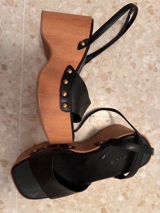 Sandalias Plataforma Bershka Negras Talla 37