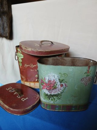Set di 2 scatole in metallo natalizie