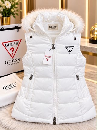 Chaleco Acolchado Blanco Guess