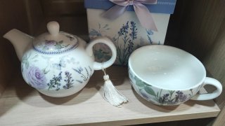 Bule e Chávena de Porcelana
