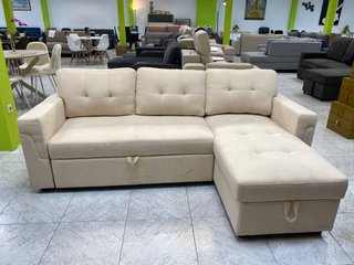 ¡¡OFERTA!! Sofá Cama Beige con Chaise y Arcón
